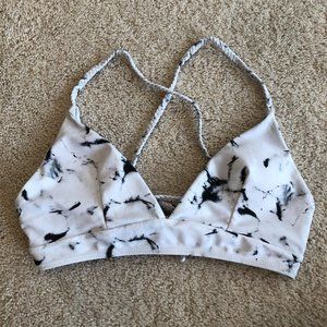 Romwe Black & White Marble Design Bikini Top Size XSmall